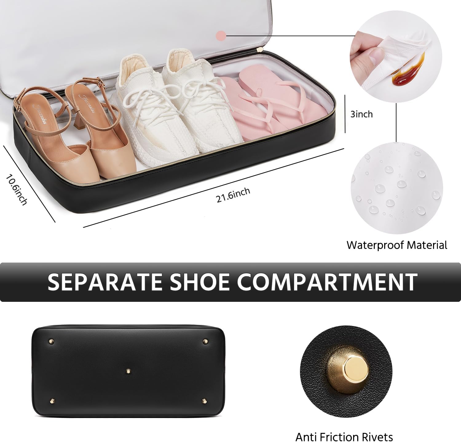 Duffle Bag for Travel,Weekender Bags for Women with Toiletry Bag,Carry On Overnight Bag,40L Gym Bags for Women,Personal Item Travel Bag with Shoe Compartment - Image 3